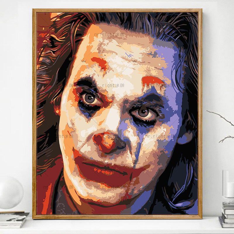 小丑抽象派画画diy数字油画填充填色手工手绘人物涂鸦涂色油彩画