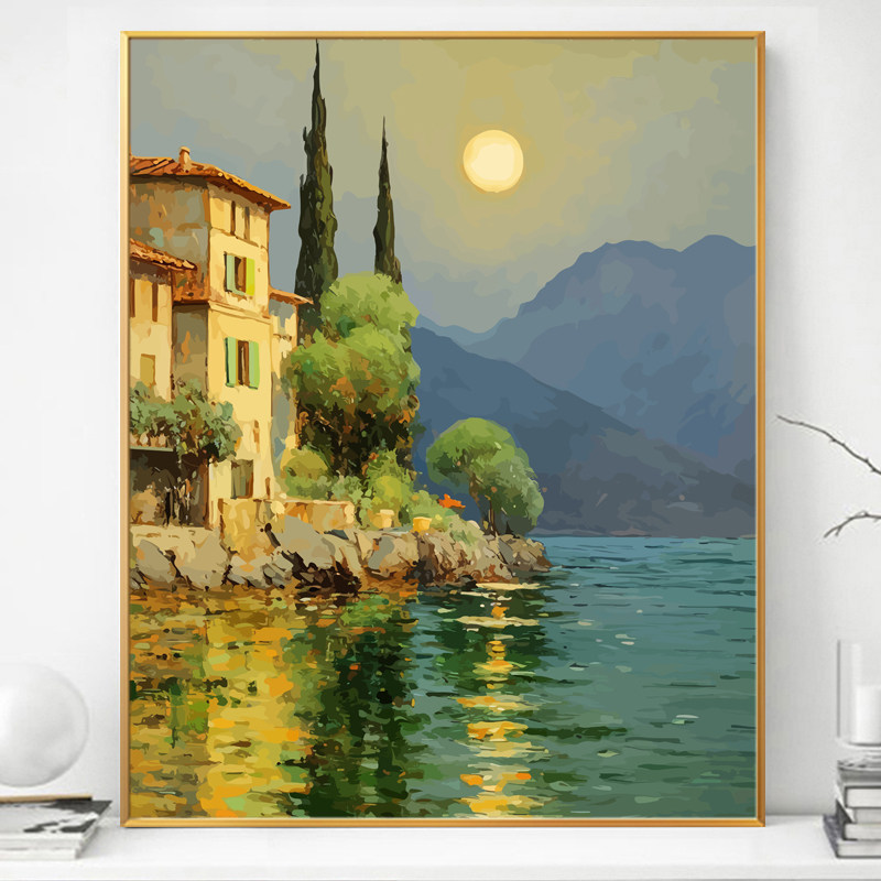 夜色朦胧画画diy数字油画填充填色手绘手工丙烯油彩高级感装饰画