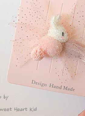 韩系儿童可爱砂糖小兔蝴蝶结蕾丝发夹