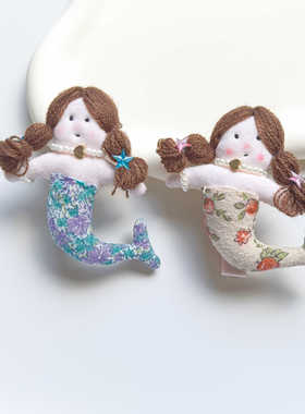 儿童发饰手工布艺可爱小美人鱼发夹边夹刘海夹少女心甜美森系