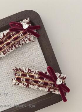 韩系秋冬新款儿童少女小香风百搭高级感甜美发夹拜拜夹