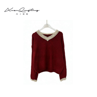 【花花推荐】2025冬季新款蕾丝包边针织衫XZ65946