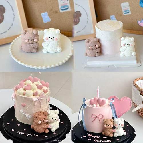 蛋白糖情人节小熊兔子猫咪装饰