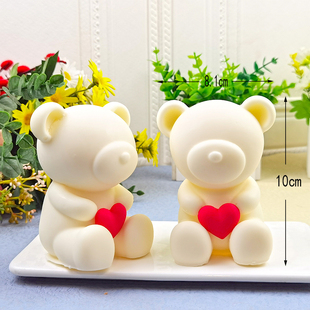 德心抱心小熊法式慕斯蛋糕模具成品巧克力布丁果冻西点烘焙可食用