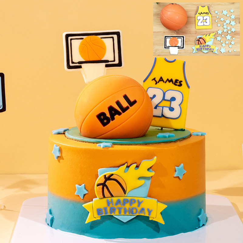 篮球巧克力套装可食用生日装饰摆件配件烘焙成品节日装扮用品少年