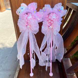 原创粉色美乐蒂发光棒女童洛丽塔公主仙女权杖可爱蝴蝶结儿童手杖