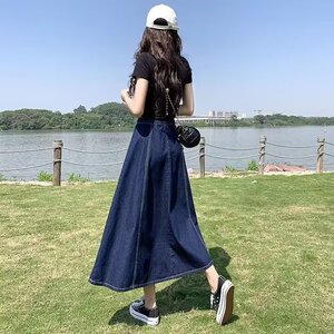 牛仔半身裙女春秋季款2024年新款时尚辣妹鱼尾中长款直筒a字伞裙