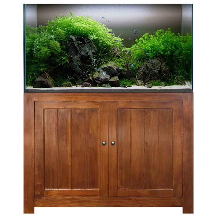 老榆木简约欧美式新中式实木生态鱼缸海缸水族箱草缸底鱼缸柜架