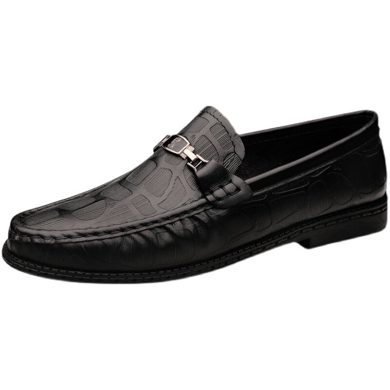 MENS SHOES 2024 NEW AUTUMN BRITISH TREND LEATHER BREATHABLE BEANIE SHOES MENS BUSINESS FORMAL WEAR HIGH-END LEATHER SHOES