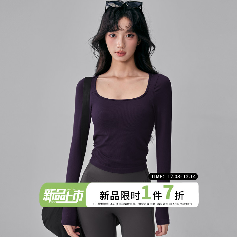 秋冬带胸垫瑜伽服长袖女修身显瘦