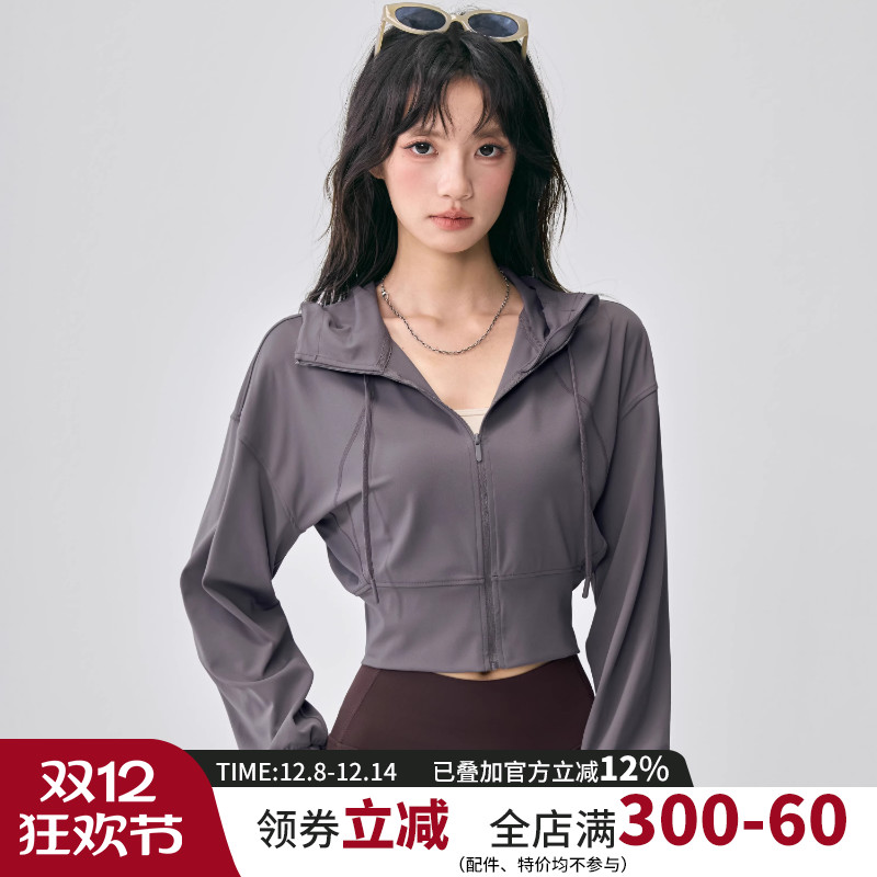 连帽运动外套女宽松显瘦瑜伽服
