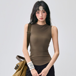 跑步健身T恤 显瘦运动上衣2025新款 云端贝壳无袖 瑜伽服背心女修身