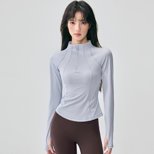 普拉提训练跑步健身上衣 秋冬新款 半拉链瑜伽服女修身 显瘦运动长袖