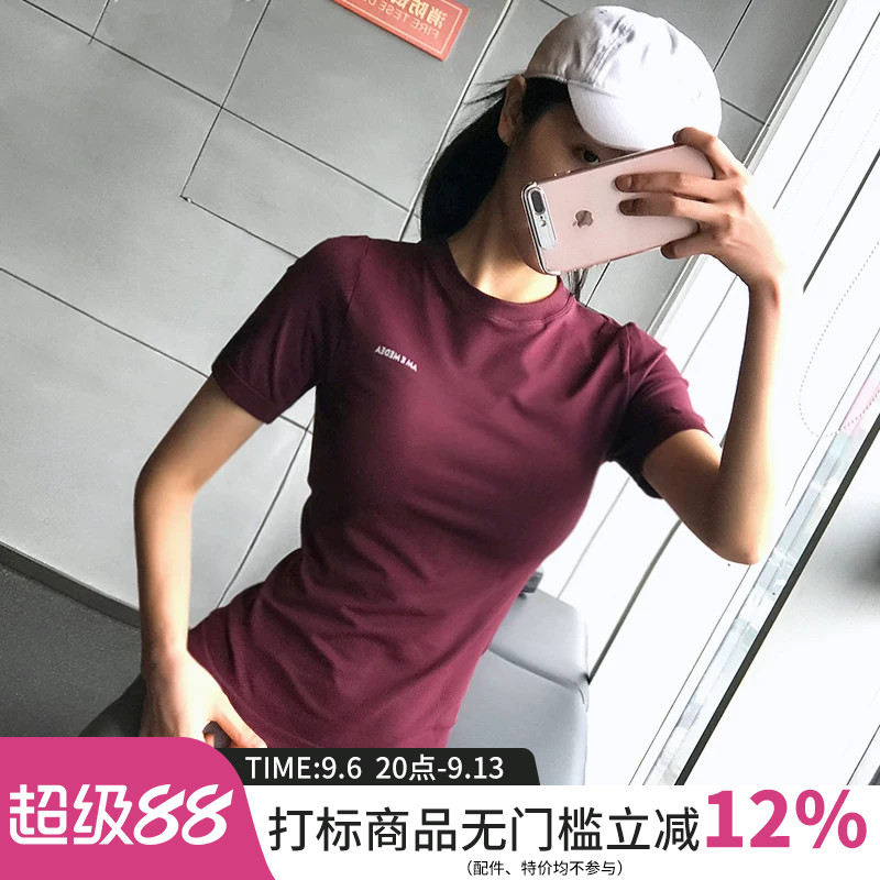 显瘦薄款运动短袖健身服弹力紧身跑步休闲t恤透气排汗瑜伽上衣女