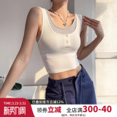 拼色假两件运动背心女含胸垫紧身瑜伽上衣弹力跑步健身服外穿T恤