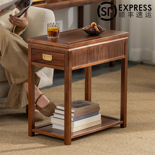 全实木边几新中式复古角几桌客厅沙发边桌边柜小方几红木风床头柜