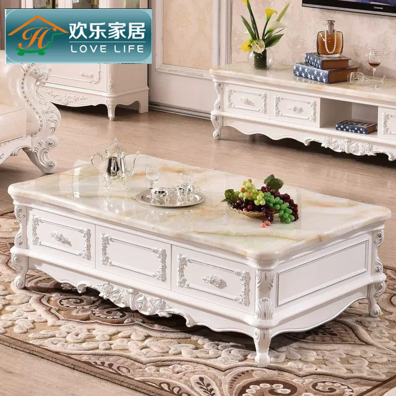 欧式天然大理石茶几实木雕花白色茶几电视柜组合大小户型客厅家具在类目 住宅家具, 几类, 茶几中 - 来自Buy2taobao.com提供专业的淘宝代购服务