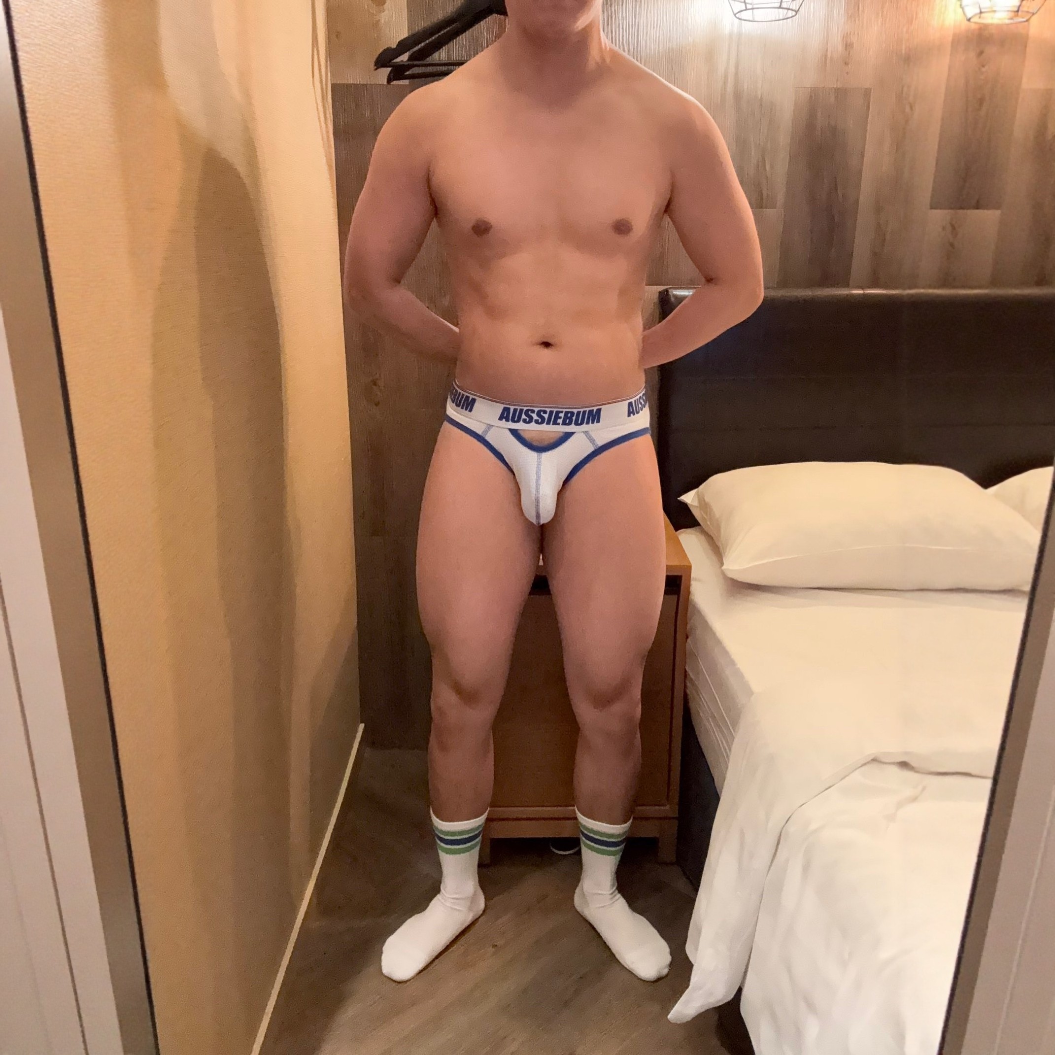 AUSSIEBUM男士低腰前后小镂空网孔透气舒适内裤青年性感U突三角裤