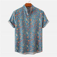 Shirt Half Placket Beach Vacation Hawaiian Collar Men