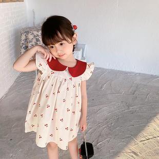 Cherry Clothes Print Kid Baby Girls Dress Ruffl Toddler