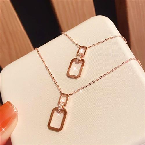 Geometric double ring pendant s925 sterling silver necklace