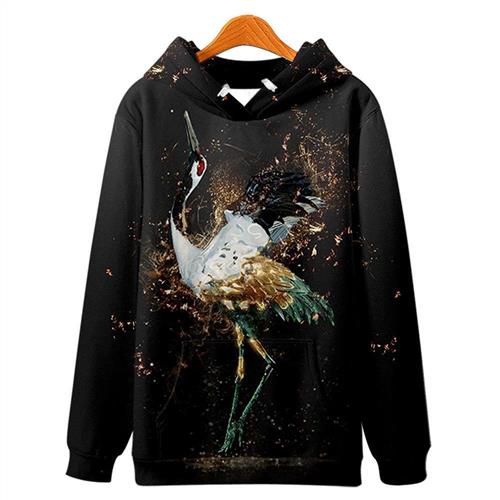 3D digital crane element hooded sweater men's and women&