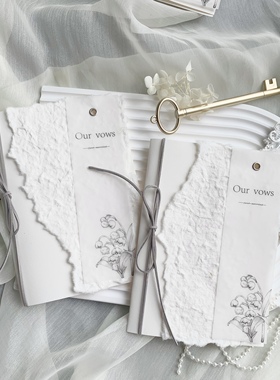 Wedding原创手工誓词卡高级户外法式婚礼誓词本新娘誓言本誓词本