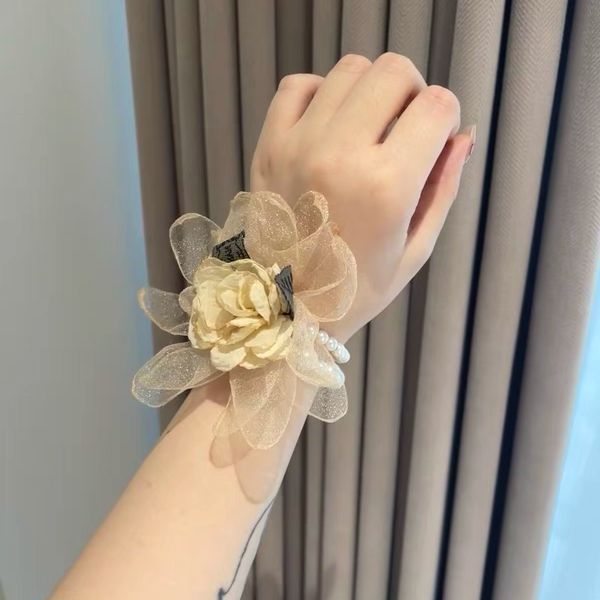 Wedding 伴娘手腕花高级感森系女干枯玫瑰发绳发圈装饰伴手礼