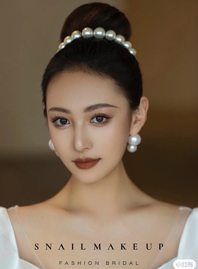 欧美大气珍珠耳环港风复古赫本耳钉简约婚纱礼服配饰新娘头箍耳饰