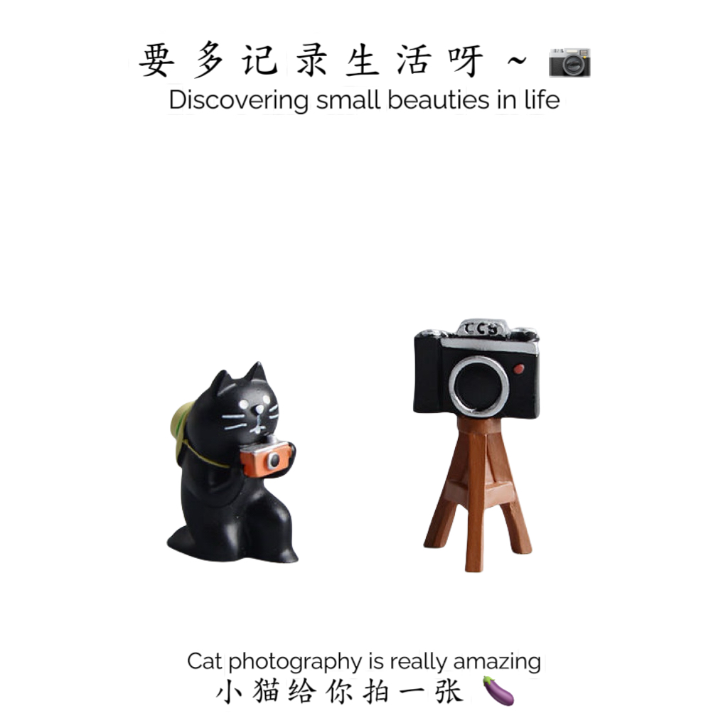 可爱拍照猫咪摄像机三脚架车载饰品车内摆件治愈系小摆件相机
