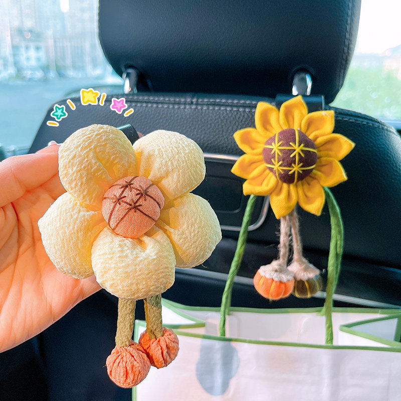 汽车用挂钩座椅背前后排车载多功能置物靠背挂勾可爱花朵车上勾子
