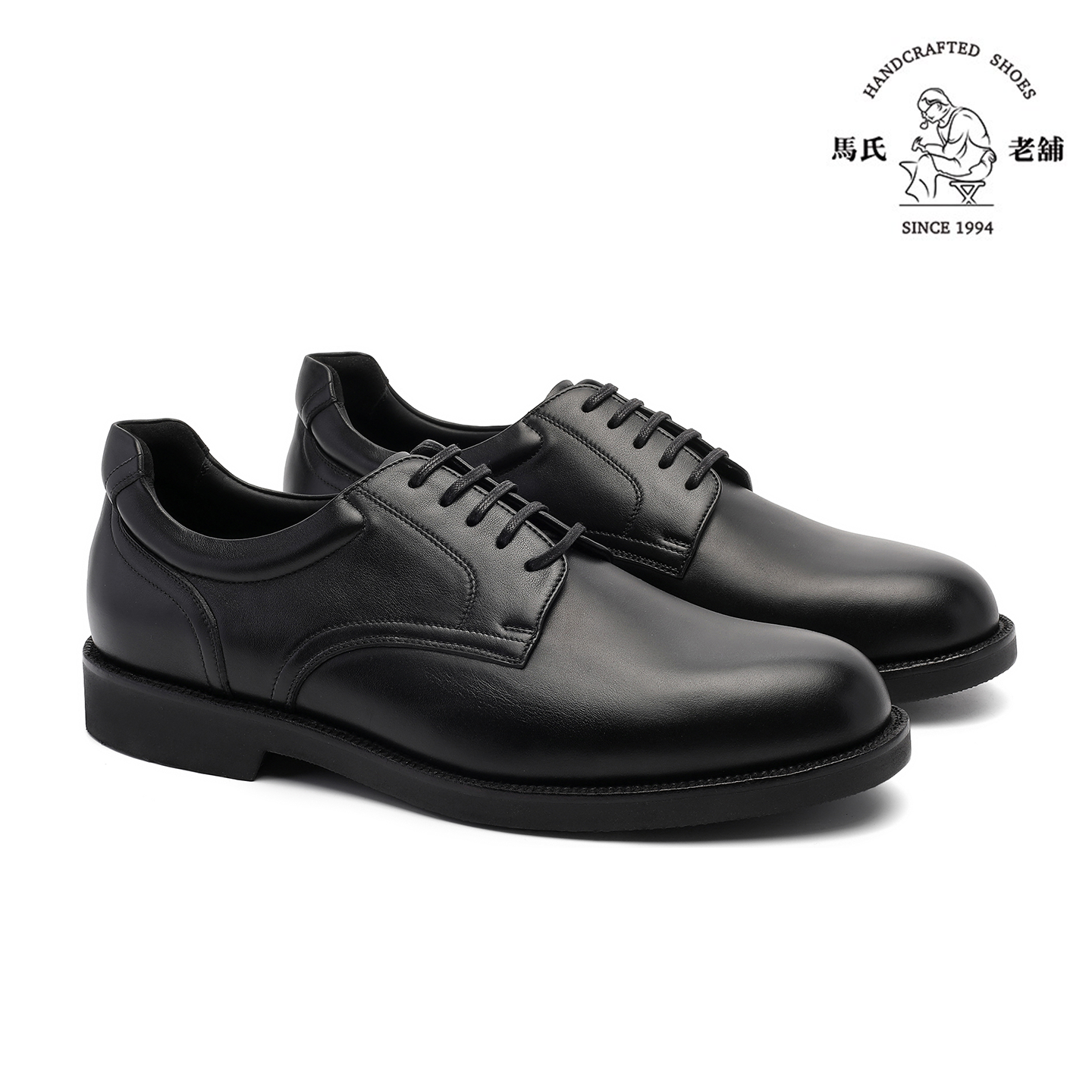 马氏老铺2025新款男士商务正装皮鞋黑色系带德比鞋头层皮手工男鞋