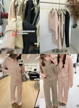 2026早秋新款女装连帽拉链卫衣外套 两件套女宽松休闲套装九米