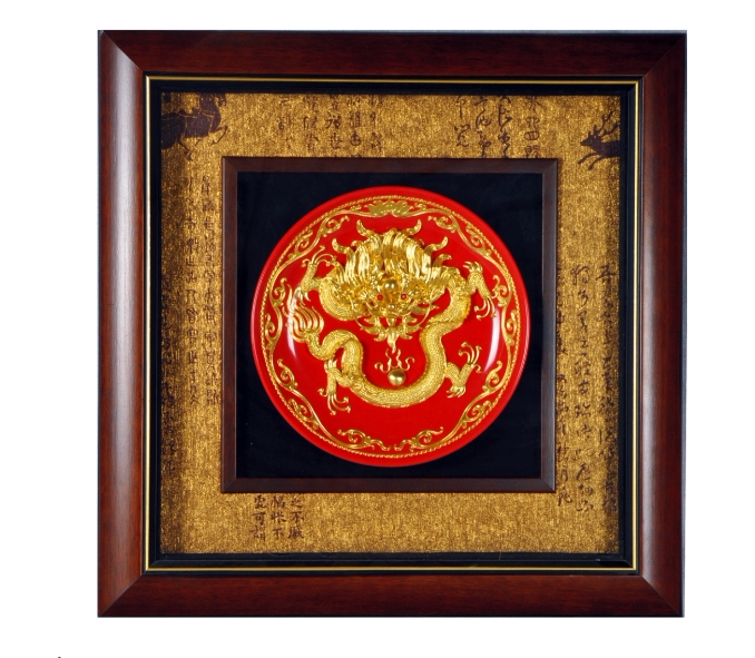 厦门漆线雕 龙 贴真金工艺品 实木框装饰画家居乔迁招财摆件礼品