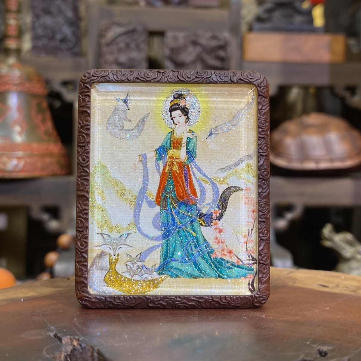 双面洒金手绘美女狐狸+纯手绘讳字枣木唐卡道牌镶银北斗,饰品/流行首饰/时尚饰品新,项坠/吊坠,淘宝优惠券,粉丝福利购,淘宝优惠卷