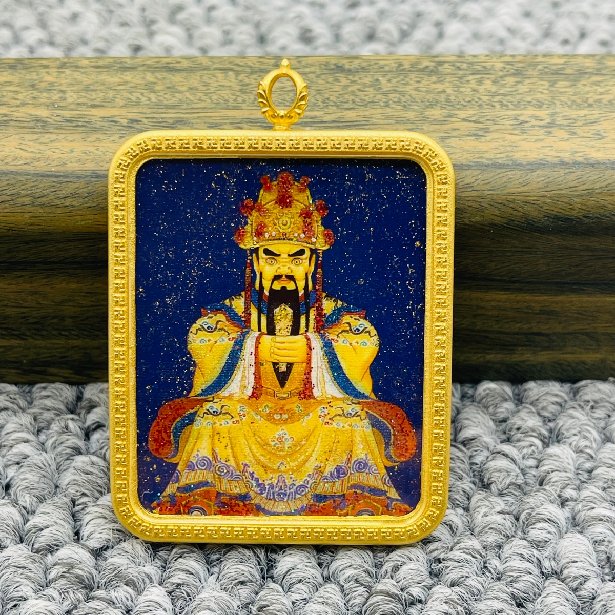 正品洒金手绘五台山五爷唐卡佛牌护身符吊坠牌铜镀金噶乌盒