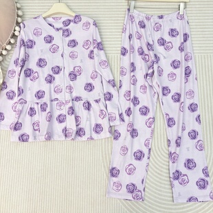 睡衣套装 VIN浪凡玫瑰印花甜美纯棉春夏秋家居服女款 LAN 日本高端