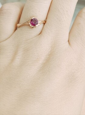 爱自己天然石榴石戒指多面全净体圆圈指环时尚女款酒红宝石促销