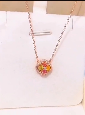 天然碧玺四叶草项链女s925银跳动的心吊坠时尚女款礼物饰品促销