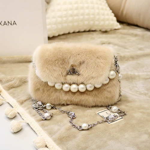 小众高级感洋气真水貂毛毛绒包包