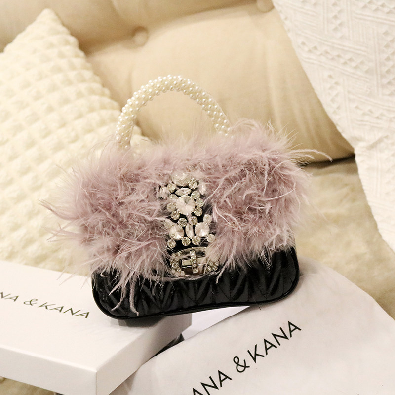 小众设计感洋气镶钻小方包羽毛毛仙女包包2025冬新款单肩斜挎手提,箱包皮具/热销女包/男包,小方包,淘宝优惠券,粉丝福利购,淘宝优惠卷