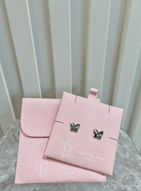 华子耳钉S925纯银首饰饰品黑色小蝴蝶手作