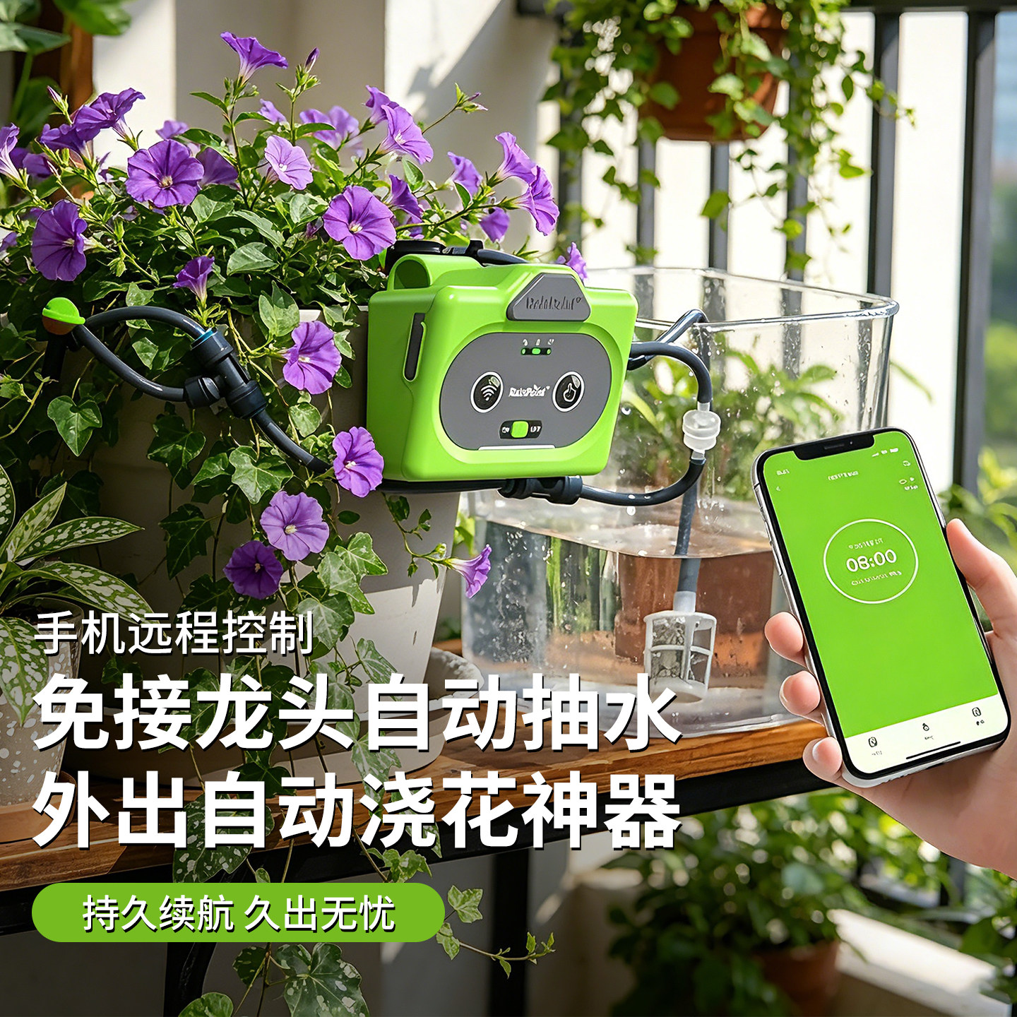 自动浇水外出浇花神器智能定时植物滴灌系统手机远程控制wifi直连