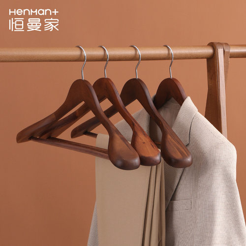 实木衣架衣服架无痕宽肩防肩角大衣防滑衣挂西装木质酒店衣撑批发
