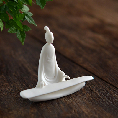 小仙羊脂玉无相香道家居摆件抚琴