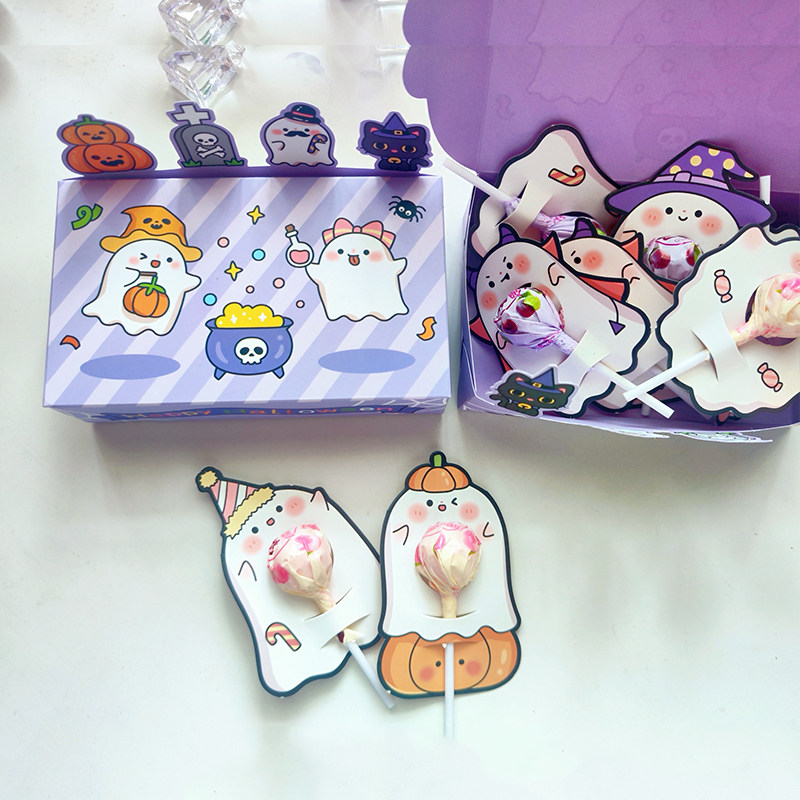 万圣节糖果礼盒装送小朋友卡通趣味可爱搞怪南瓜棉花糖鬼怪棒棒糖