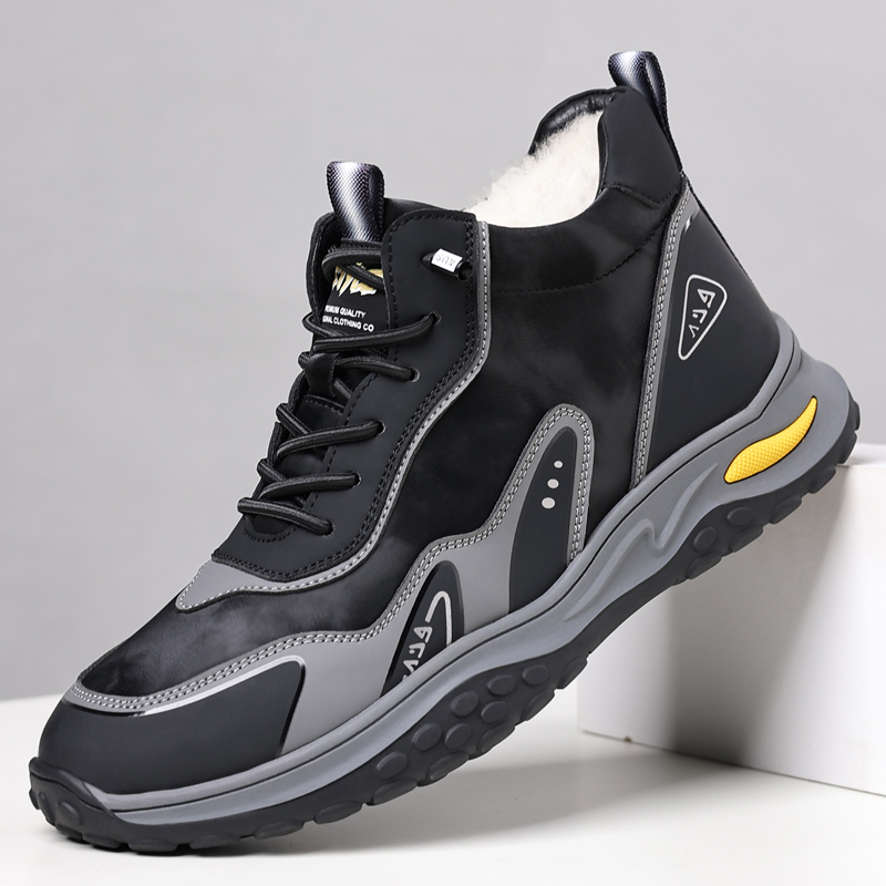 冬季棉鞋男厚底高帮运动休闲鞋子男加绒保暖加厚羊毛皮毛一体男鞋