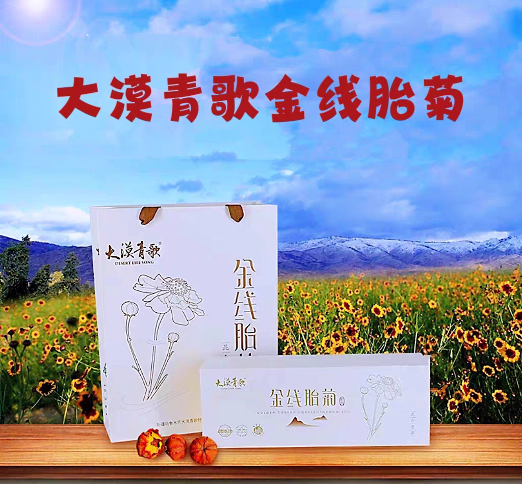 大漠青歌昆仑雪菊胎菊  新疆特产时花胎菊礼盒包装（24袋*2克)图片
