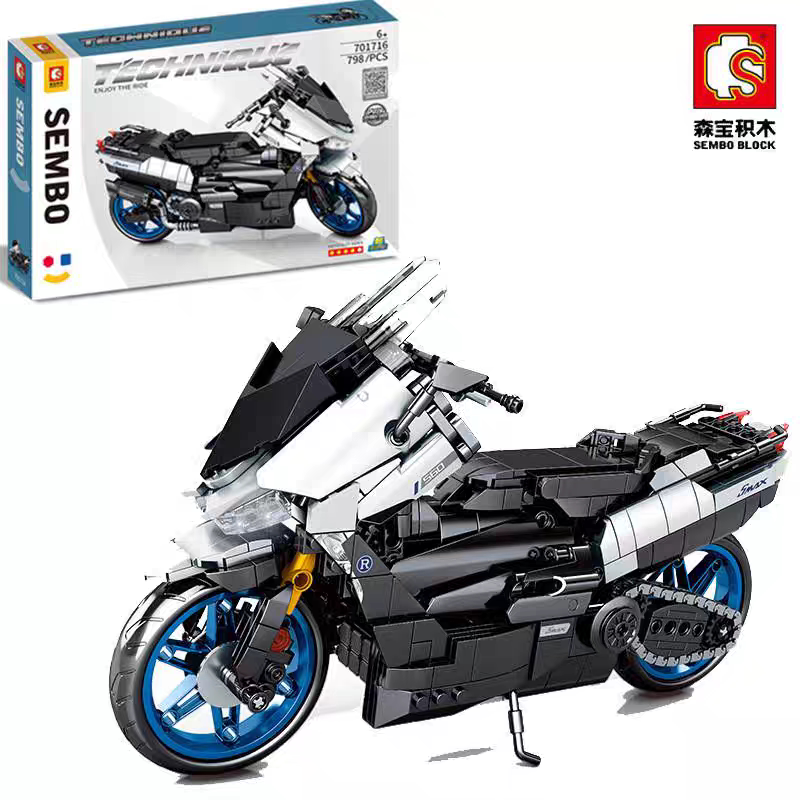 【现货】森宝701716雅玛哈摩托车模型积木拼装摆件儿童男孩玩具