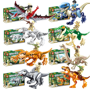 多乐D767恐龙世界侏罗纪霸王龙男孩儿童迅猛益智拼装积木礼物玩具